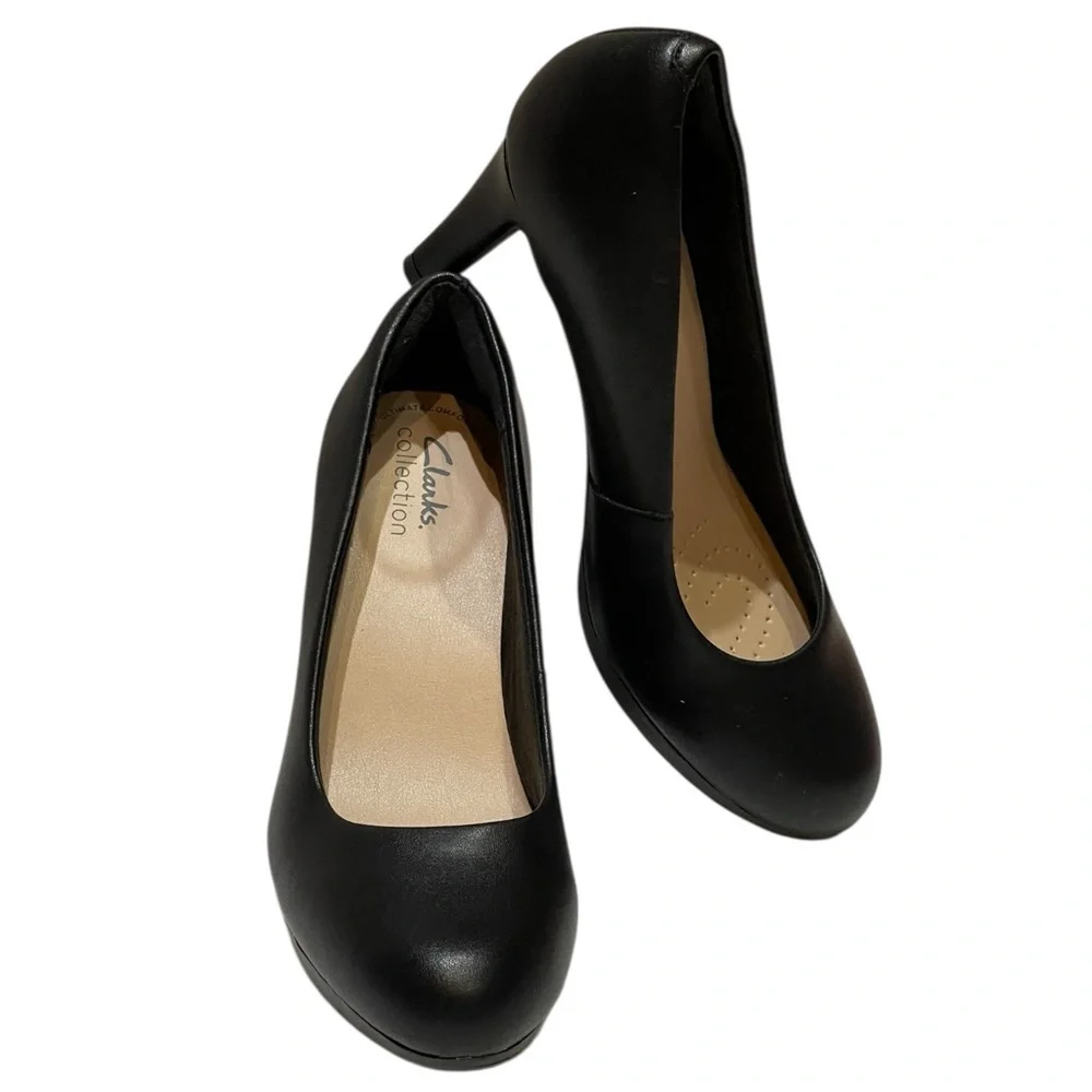 CLARKS AMBYR JOY WOMENS BLACK LEATHER PUMPS SZ 6M EUC - Picture 5 of 14